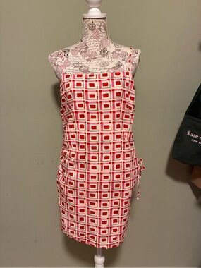 Zara Red and White Geometric Spaghetti-Strap Mini Dress